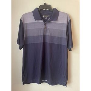 Pebble Beach Dry-Luxe Performance Polo, Blue Stripe, Men's XL golf
